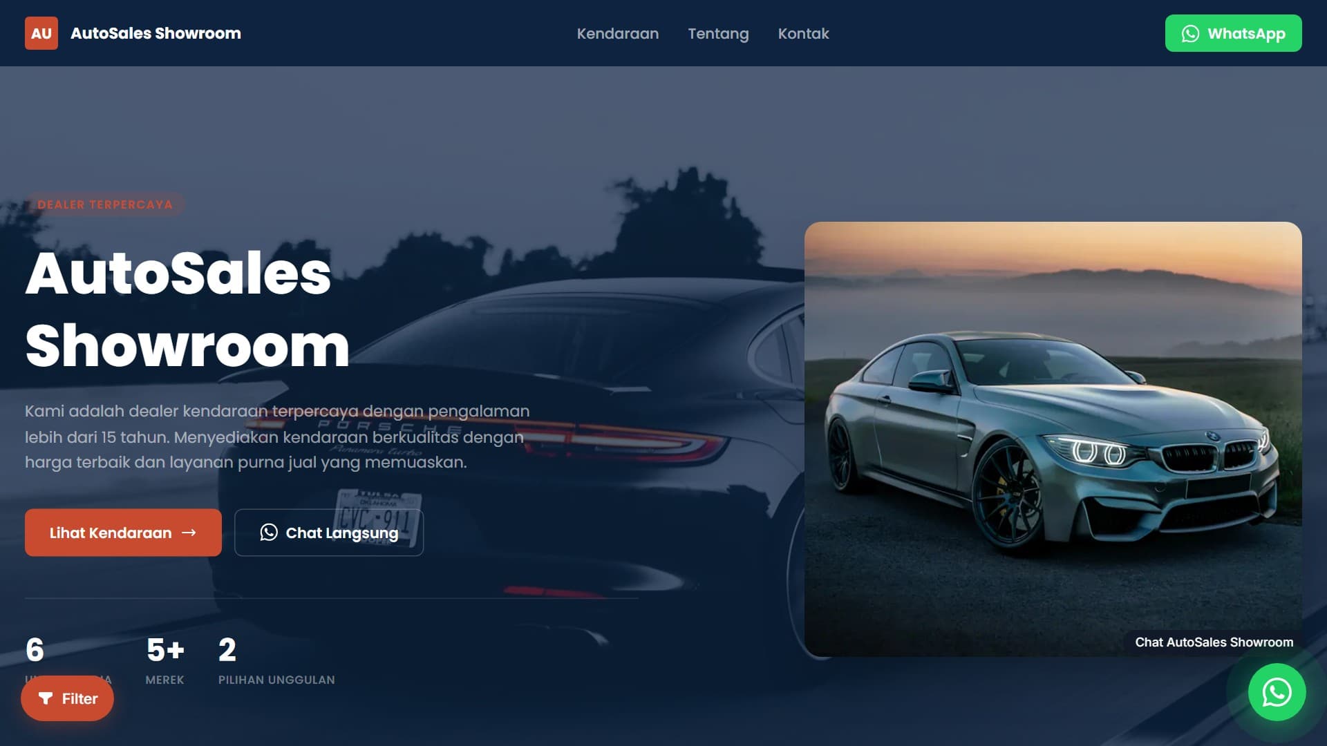 Preview template Modern Auto untuk website dealer kendaraan