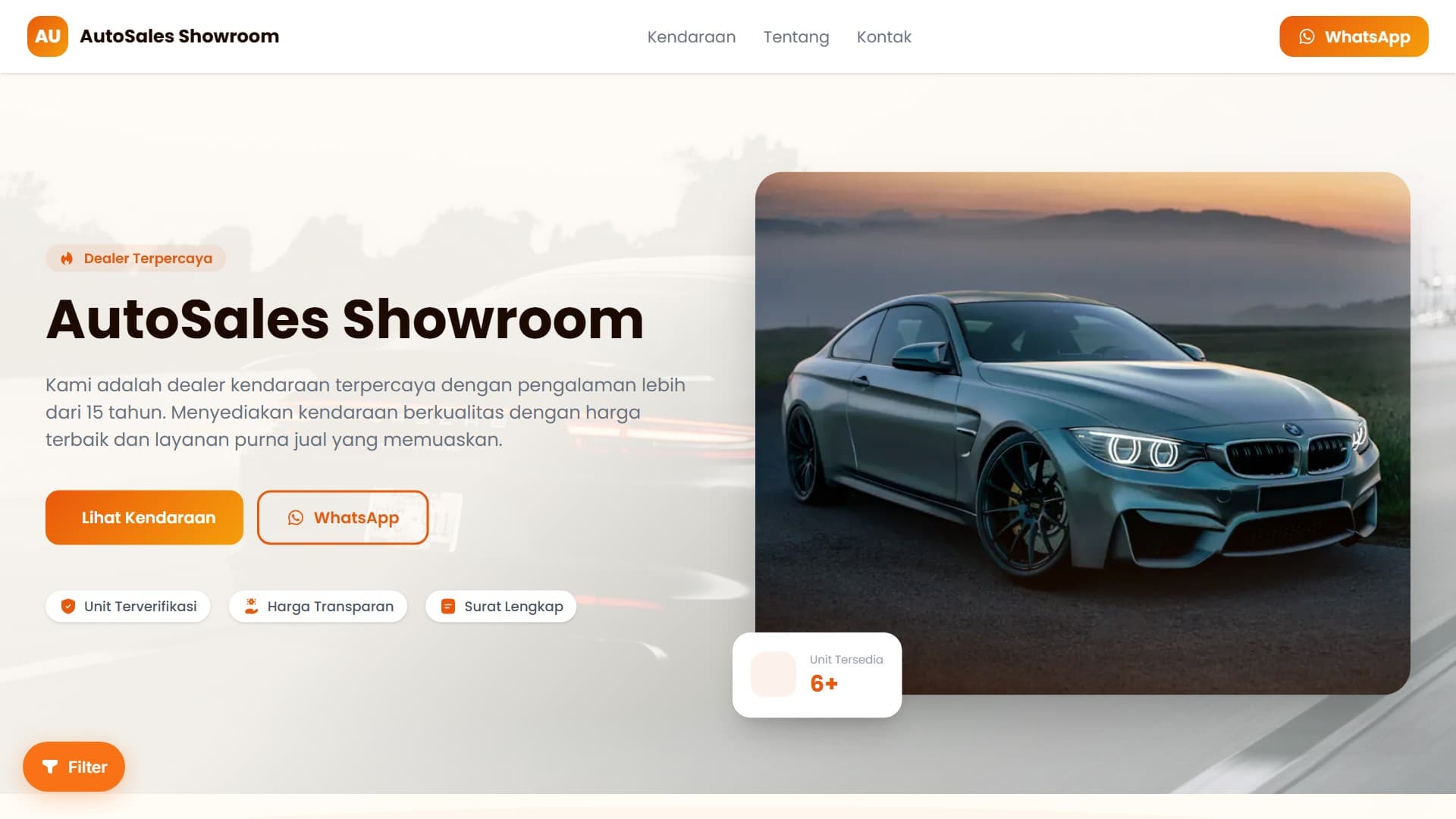 Preview template Sunset Dealer untuk website dealer kendaraan